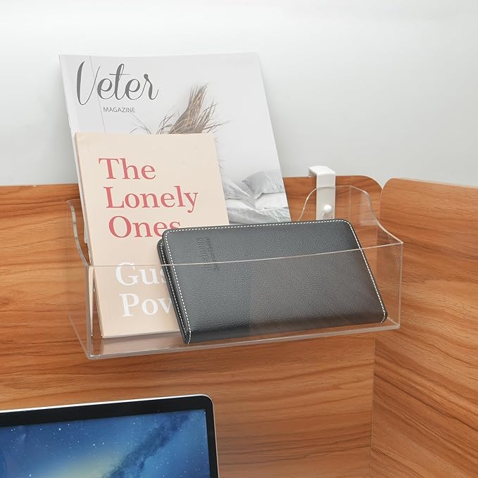 Acrylic Hanging Bedside Shelf - Multiple Purpose Bedside Caddy For Bed/Bunk Bed,Cubical Wall Shelf Storage Organizer File Holder For Home Office(Clear)