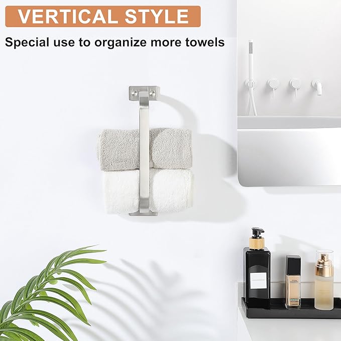 Bathroom Towel Bar, 10 inch Towel Racks for Bathroom Wall Mounted, SUS304 Stainless Steel Heavy Duty Towel Holder Bathroom Accessories Modern Home Decor, Brushed Finished
