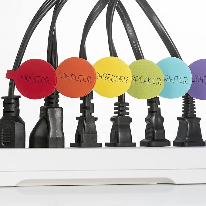 Cable Labels - Wrap-It Storage - Circles, Multi-Color (36-Pack) - Color Coded Labels for Organizing, Wire Tags Write on Surface for Labels for Charging Cords and Electronics-NeatNest