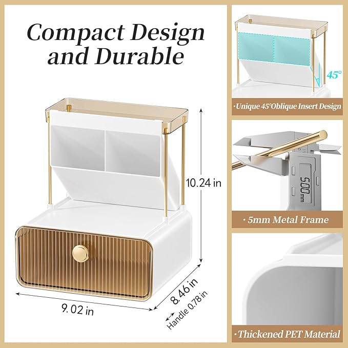 2-Tier Makeup Organizers Countertop,Versatile Bathroom Counter Organizer,Cosmetic Make Up Organizers for Vanity,Cute Skincare Organizer (Amber)-NeatNest