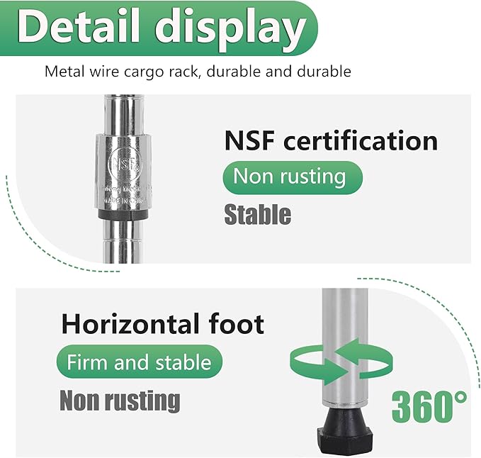 BestOffice Garage Shelving 5 Tier Metal Storage Shelves 750lbs Weight Capacity Heavy Duty Wire Shelving NSF Certified Utility Shelves with Leveling Feet for Garage Home Office, Chrome-NeatNest