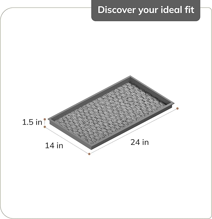 Anji Mountain AMB0BT2F-008 Black Rubber Boot/Shoe Tray with Coir, Fits 2 Pair (24.5" Wide), Gray & Ivory Insert