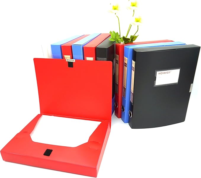 A4 Document Box Plastic Archive Cases with Lid, 31×24x4 cm, File Folder Organizer Document Storage File Boxes for Office, School, Letter Size Paper (Blue (8 Packs))