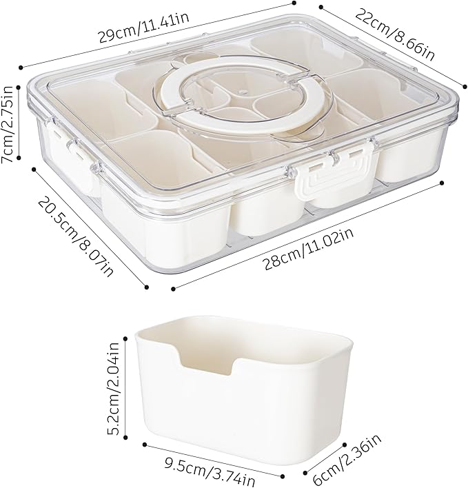Divided Serving Tray with Lid and Handle - Snackle Box Charcuterie Container for Portable Snack Platters - Clear Organizer for Candy, Fruits, Nuts, Snacks - Perfect for Party, Entertaining-NeatNest