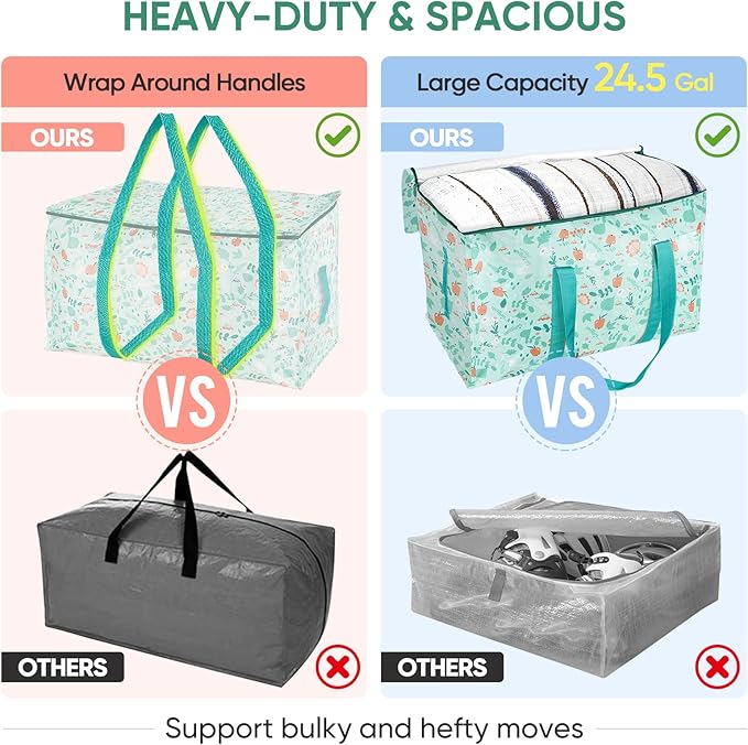 BALEINE 2-Pack Oversized Moving Bags with Reinforced Handles, Heavy-Duty Storage Tote for Clothes, Moving Supplies (Spring Stroll, 2-Pack)-NeatNest