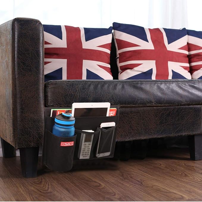 Bedside Storage Organizer - Table Cabinet Organizer Caddy for Remotes, Phone, Glasses (4 Pockets - Black)-NeatNest