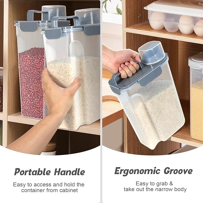 Rice Storage Container 10 Lbs, Airtight Food Dispenser with Large Spout and Cup for Pet Dog Cat Food Storage 7 Lbs-NeatNest