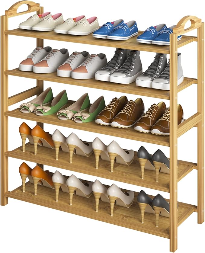 UDEAR Bamboo Shoe Rack 5-Tier Shoe Storage Organizer Entryway Shoe Shelf-NeatNest