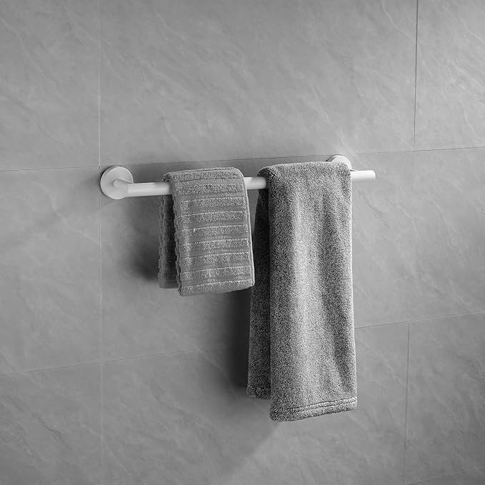 GERZWY 18-Inch Bathroom Towel Bar SUS 304 Stainless Steel Bath Towel Bar Wall Mount, White