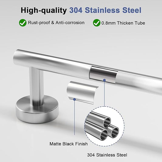 Brushed Nickel Towel Bar, 14 Inch Towel Racks for Bathroom Wall Mounted, SUS304 Stainless Steel Bathroom Towel Holder, Total Length 16.4 Inch Towel Bars-NeatNest