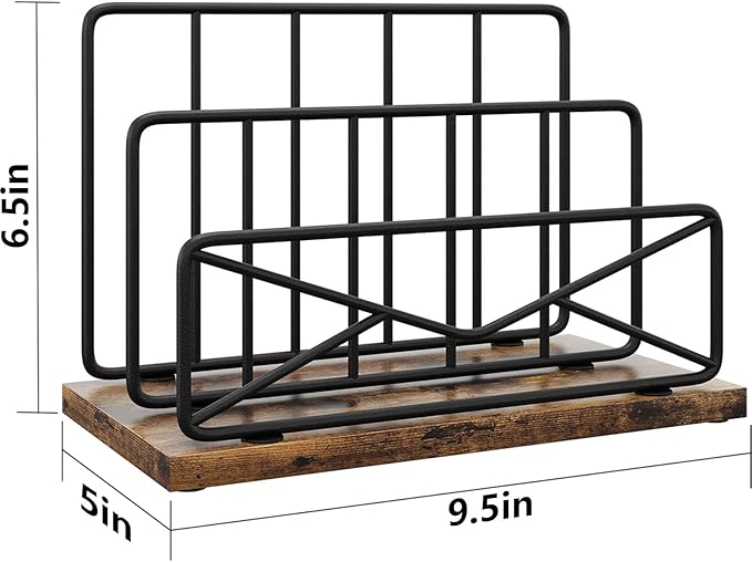 Desk Mail Organizer-with 2 Slot Matte Black Metal Desktop Mail Sorter Metal Storage File Holder Letter Sorter Organizer for Home or Office Desktop-NeatNest
