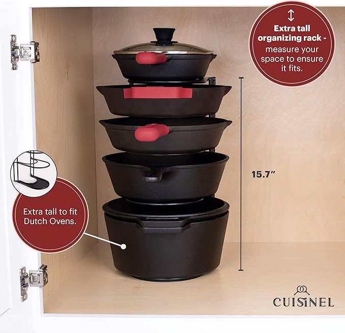 Cuisinel Pots and Pans Organizer - 15" Heavy Duty Skillet Rack - 2 Pack - Kitchen Counter/Cabinet Organization Storage - Holder for Cookie Sheet, Cutting Board, Cast Iron Cookware, Dish, Lid Stand-NeatNest