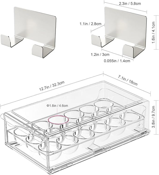 BPA Free Stackable Egg Container - 18 Egg Refrigerator Organizer with 2 Kitchen Hooks, Clear-NeatNest