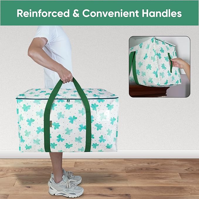BALEINE 2-Pack Oversized Moving Bags with Reinforced Handles, Heavy-Duty Storage Tote for Clothes, Moving Supplies (Clover, 2-Pack)-NeatNest