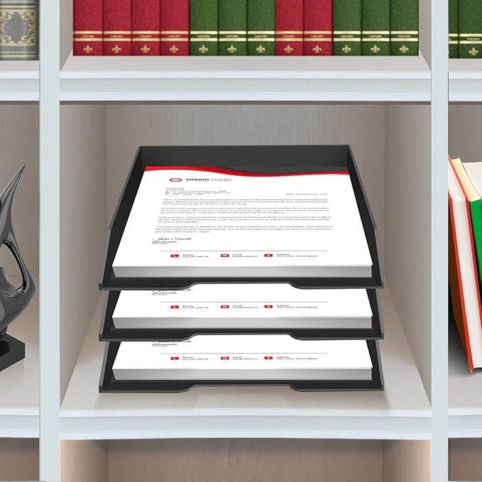Acrimet Stackable Letter Tray Front Load, Letter Size, Plastic, Black Color, 1 Unit-NeatNest
