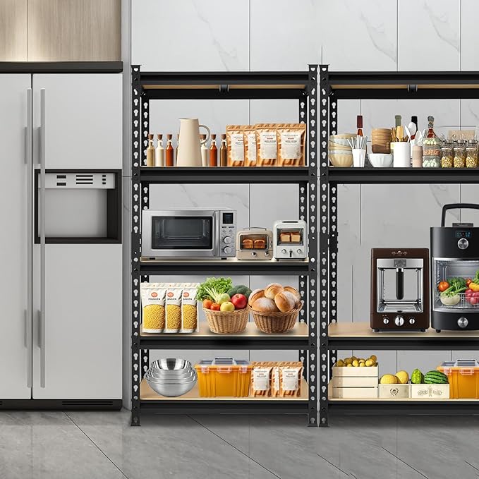 BIG RED 5 Tier Heavy Duty Garage Storage Shelving: Adjustable Metal Utility Shelving Rack for Garage, Basement, Pantry, Closet - 2,000lb Capacity (72"x36"x18") Black-NeatNest