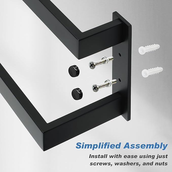 Alise Double Towel Bar 24", SUS304 Stainless Steel Towel Racks for Bathroom Wall Mounted, Heavy Duty Bathroom Towel Holder, Space Saving Towel Hanger, Matte Black