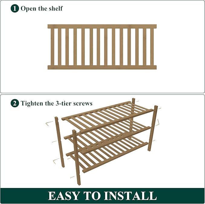 Smiry Bamboo Shoe Rack for Closet, 3 Tier Wooden Stackable Shoe Organizer, Free Standing Shoes Storage Shelf for Entryway, Front Door Entrance, Walnut-NeatNest