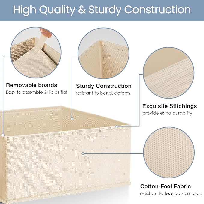 Criusia Drawer Organizer Clothes,16 Pack Underwear Drawer Organizers, Foldable Closet Organizers and Storage Dresser Drawer Dividers Clothing Organizer for Clothes, Socks, Scarves, Bra, Ties (Beige)-NeatNest