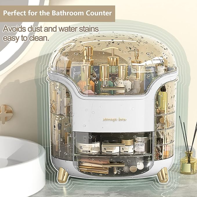 Upgrade Large Makeup Organizer Countertop Vanity Case Skin Care Cosmetic Storage Box Bathroom Counter Perfume Skincare Organizers Make Up Caddy Gift for Women Girls Clear Design Easy Visibility