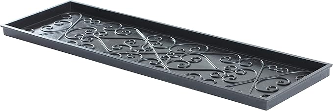 Anji Mountain AMB0BT4F-018 Black Rubber Boot/Shoe Tray with Coir, Fits 4 Pair (46.5" Wide), Rectangle Embossed Insert