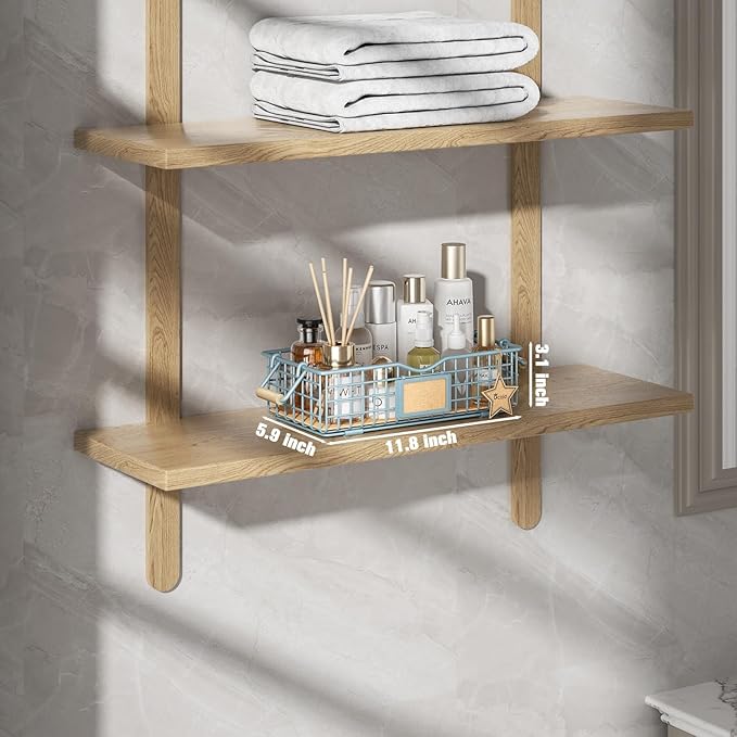 Bathroom Organizer Basket with Handle, Home Decor Basket- Bathroom Organizers and Storage - Exquisite Vanity Tray for Skincare - Restroom Counter Baskets for Organizing - Blue-NeatNest