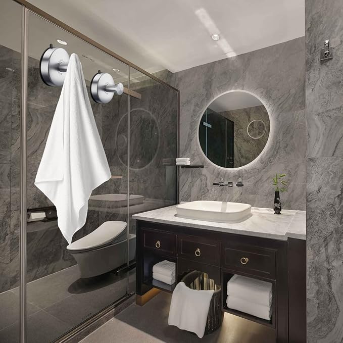 DGYB Suction Cup Hooks Set of 2 Suction Bathroom Hook for Wall Brushed Nickel Shower Hooks for Inside Shower 304 Stainless Steel Towel Hook for Glass Door Hanging Robe, Loofah, Coats-NeatNest