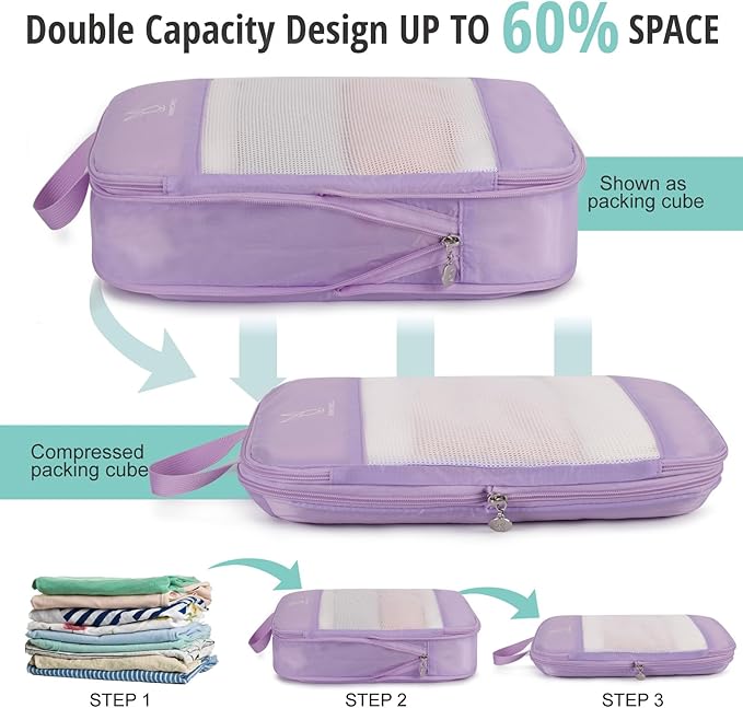 Expandable Compression Packing Cubes for Suitcases,6 Set Lightweight Compressible Travel Packing Organizer for Carry on Suitcase,Organizer Bags Set as Travel Essentials for Women-NeatNest