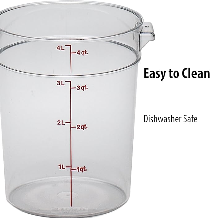 Cambro Food Storage Container with Lid (2 Pack) - Round Series - 4 QT (Quart) - Commercial Grade for Food Prep (Clear)-NeatNest