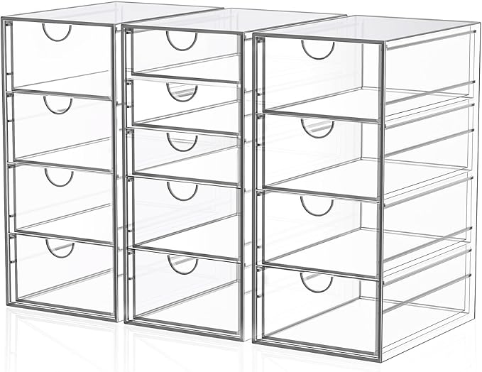 Acrylic Desk Organizers And Accessories With 13 Drawers, Office Desktop Drawers, Plastic Makeup Organizer Containers Bins With Drawers Desk Organization, Bathroom Organizers Storage Case Box Cube-NeatNest