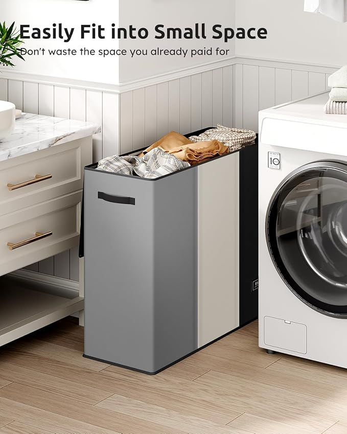 SOLEDI Laundry Hamper 3 Section with Lid and 3 Pcs Laundry Bag, Large Hamper 3 Compartment 180L, Basket Sorter for Bedroom Blanket Storage-NeatNest