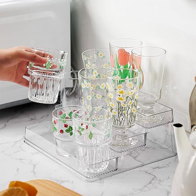 2pcs Acrylic Rack, No Assembly Clear 3 Tier Condiment Bottle Shelf Vanity Organizer for Cabinet Kitchen Bathroom