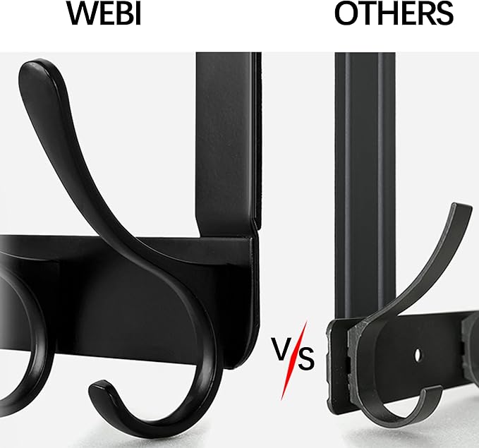 WEBI Over The Door Hooks for Hanging,Door Hanger,Over The Door Towel Rack Coat Rack Towel Hanger for Coats,Clothes,Bathroom,Black