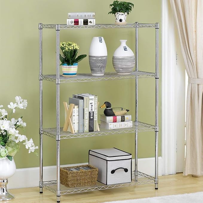 BestOffice Shelving Unit NSF Metal Large Storage Shelves Heavy Duty Height Adjustable Commercial Grade Steel Utility Layer Shelf Rack Organizer (36x14x54, Chrome)-NeatNest