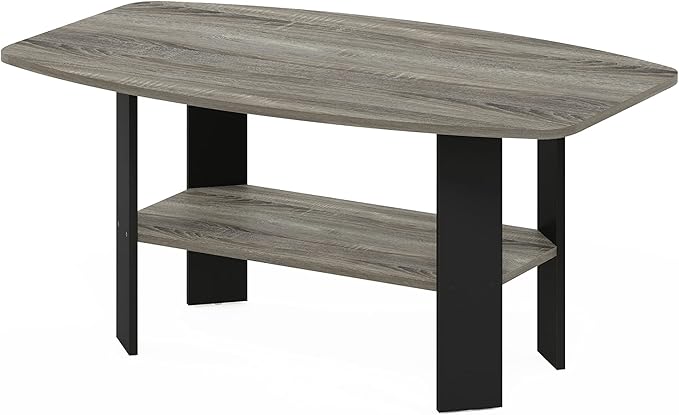 Furinno Simple Design Coffee Table, French Oak Grey/Black-NeatNest