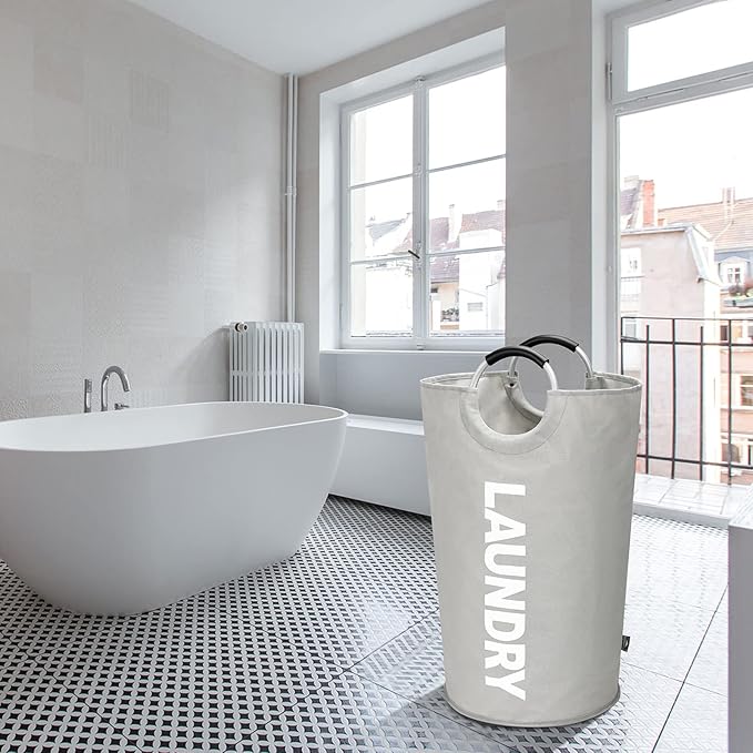 DOKEHOM 125L X-Large Collapsible Washing Laundry Basket Bag (7 Colors) for Bedroom, Fabric (Grey, XL)-NeatNest