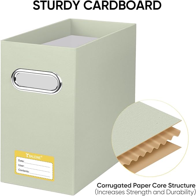 BALEINE File Organizer Box, Cardboard File Folder Organizer with Handle for Letter Size, Portable Collapsible Hanging Filing Box for Home Office Document Storage (2 Pack, Beige)-NeatNest