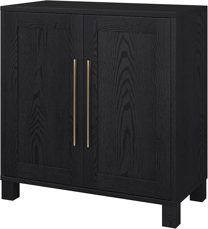 Henn&Hart 28" Wide Rectangular Accent Cabinet in Natural Black, for Home, Living Room, Bedroom, Entertainment Room, Office.