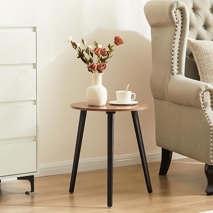 Apicizon Small Round Side Table, Nightstand End Table for Small Spaces, Bedroom, Living Room, Easy Assembly Modern Bedside Table, 16.5 x 20 Inches, Oak-NeatNest
