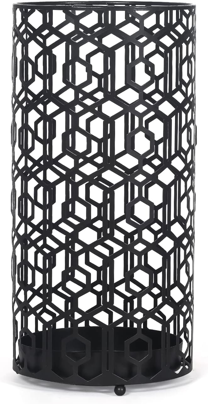 Adeco Metal Umbrella Stand for Entryway Black Round Umbrella Holder Porta Ombrello Indoor Outdoor