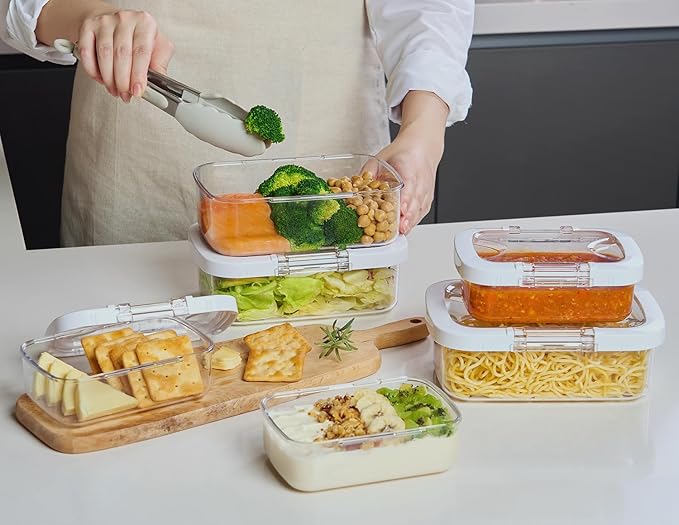 Felli Duo Loc Tritan Containers for Heating Food Microwave Safe Box, Airtight Food Storage for Fridge Freezer, On The Go Lunch Container for Adults for Weekly Meal Plan Picnic Travel (6pk)