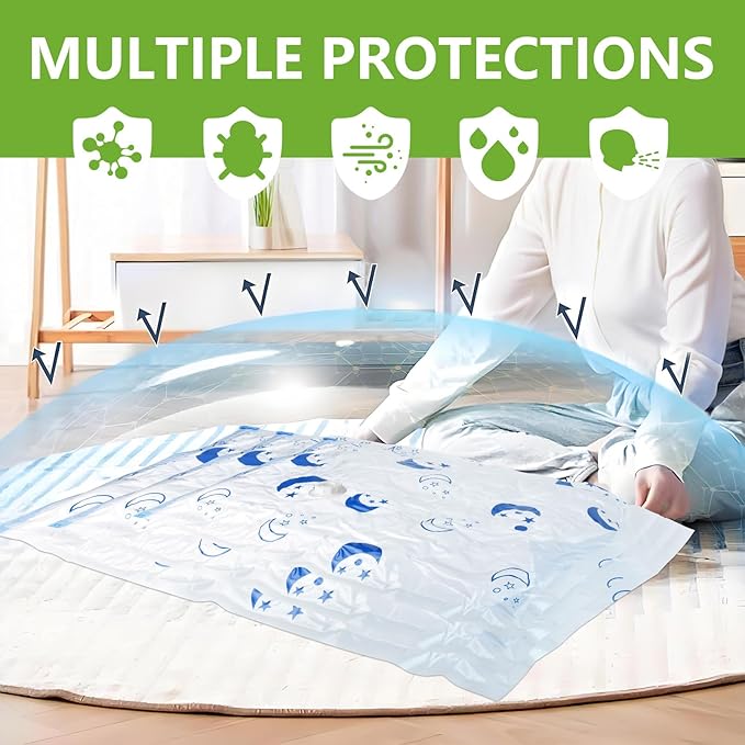 Vacuum Storage Bags with Electric Pump, 8-Pack Large Vacuum Seal Bags for Clothing Vacuum Bags for Travel Packing and Home Bedding Blankets Organization-NeatNest