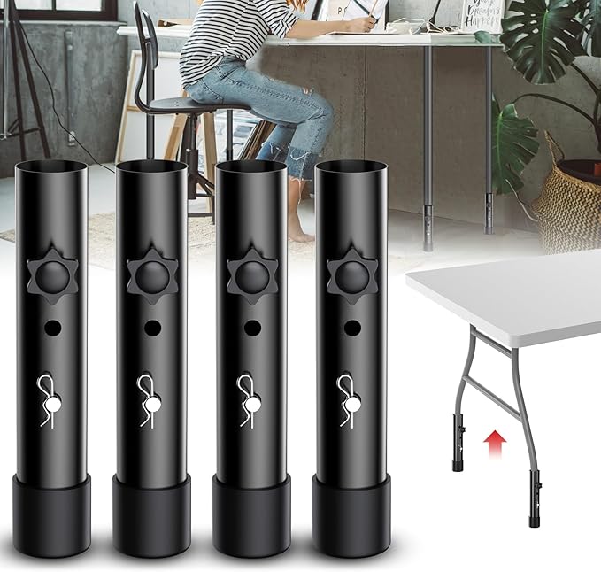 2 Heights Folding Table Leg Extenders,Heavy Duty Folding Table Leg Extensions, Table Leg Risers for Straight/Bent Legs,Table Height Extenders/Lifter-4pcs-NeatNest