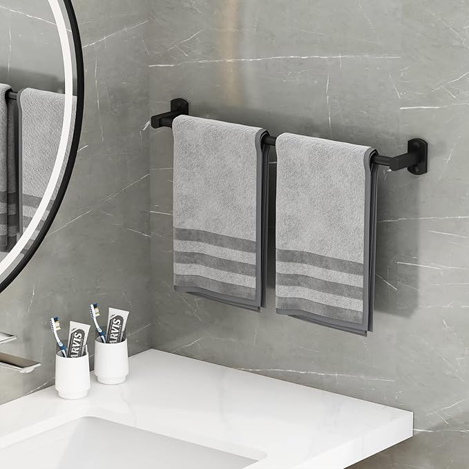 Bathroom Towel Bar for Wall Mount-Towel Rods for Bathroom-20 Inch Black Towel Holder Bath Towel Hanger