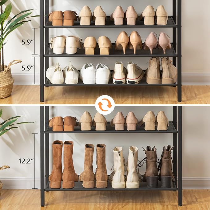 8-Tier Shoe Rack, Large Capacity Shoe Shelf, Shoe Organizer for Entryway, 28-32 Pairs of Shoes, Stable Sturdy, Tall Shoe Rack with Adjustable Metal Mesh Shelves, Rustic Brown SRHR1801Z-NeatNest