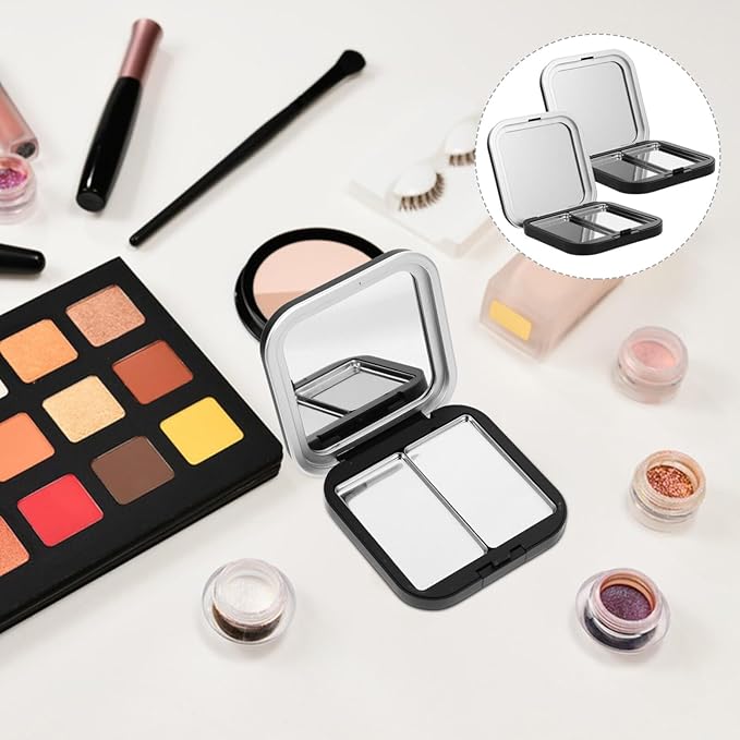 Beaupretty Empty Eyeshadow Palettes 2PCS Empty Eyeshadow DIY Lipstick Lip Balm Blusher Containers Refillable Makeup Storage Case Box with Mirror-NeatNest
