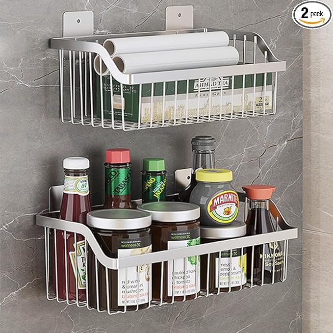 2 Set Fruit Basket for Kitchen, Pantry Kitchen Organizers and Storage, SUS304 Stainless Steel Wire Wall Basket, Onion Potato Vegetable Storage for Countertop Floor Cabinet Shelf-NeatNest
