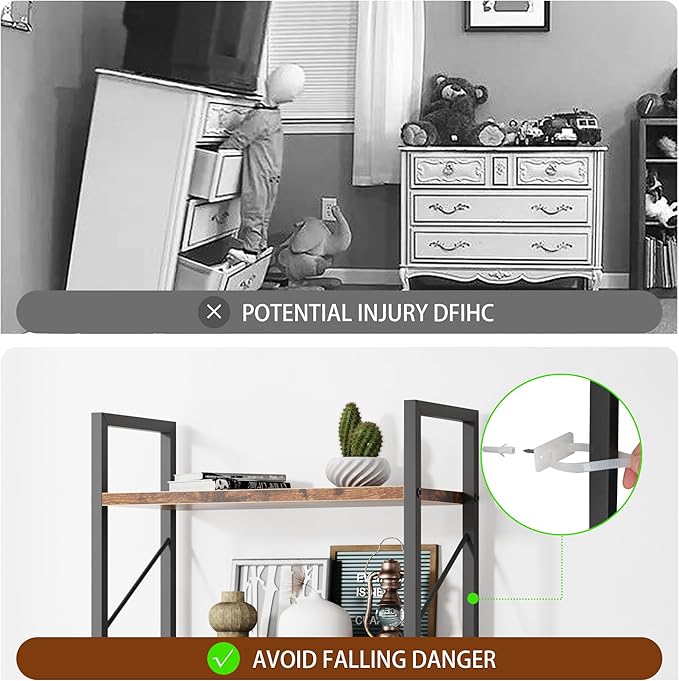 Bookshelf, 5 Tier Bookshelves, Home Office Bookcase Shelf Storage Organizer, Free Standing Storage Shelving Unit for Bedroom, Living Room and Home Office,Rustic Brown-NeatNest