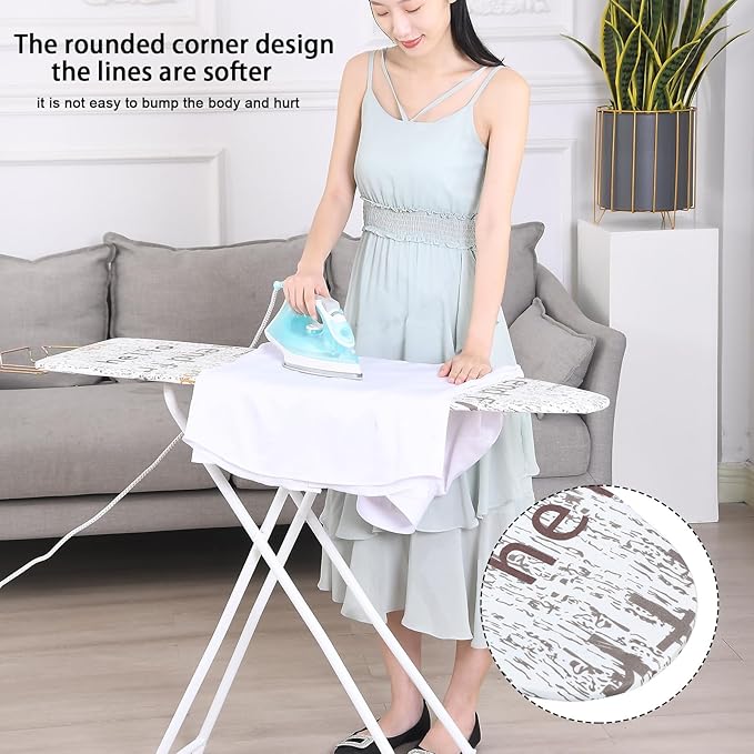 Honrane Space-Saving Ironing Board, Adjustable Height,Folding,Full-Size White 42 inch