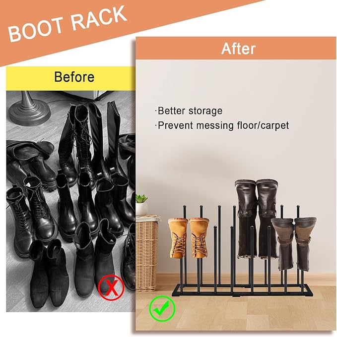Boot Rack Shoe Cabinet Metal Shoe Rack for Closet Shoe Organizer for Closet for 8 Pairs Free Standing Shoe Racks Shoe Cabinet Storage for Entryway Bedroom, Patio Outdoor, Hallway large Boot Tray-NeatNest